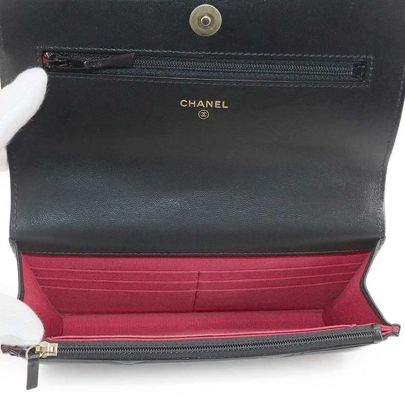 Chanel 19 Chain Wallet Folded Long Lambskin Black Ap0957 Silver Gold Hardware - Picture 6 of 9